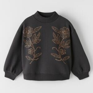 Zara girls floral studded sweatshirt NWT size 9